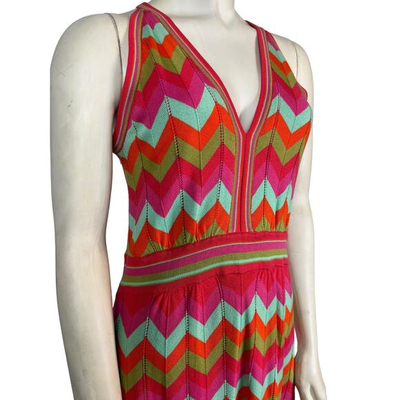 Beth Bowley Geometric Print Knit Dress Small Medium V-neck Fit & Flare Retro MCM - Picture 7 of 11
